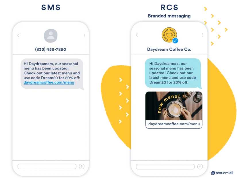 RCS messaging interface showing rich communication features